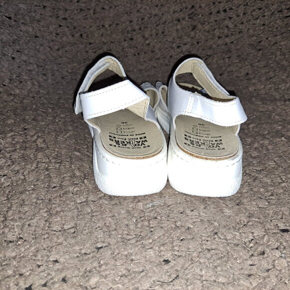 VOLKS WALKERS-White Leather-Dbl Hook/Loop Strap-Paint Spatter-Sz 36/6-NWOB - Picture 5 of 7